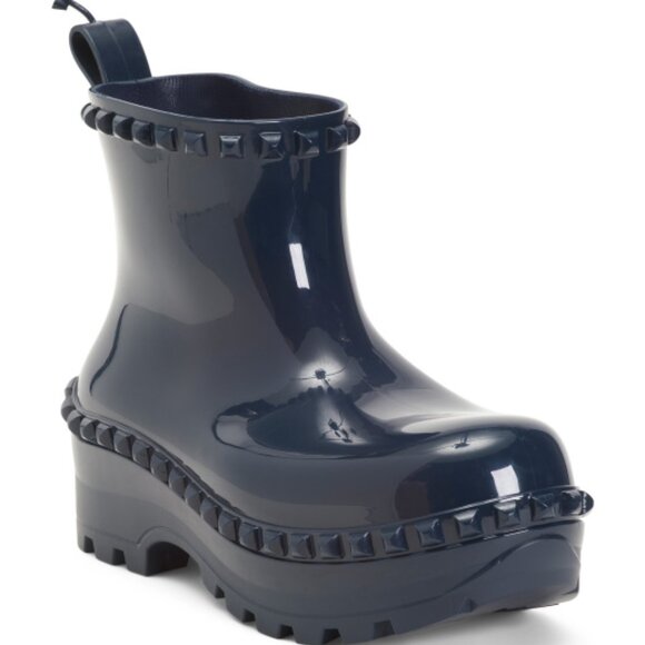 NEW CARMEN SOL Graziano Jelly Studded Boots IN navy for women 1025 10t5 - Picture 3 of 6